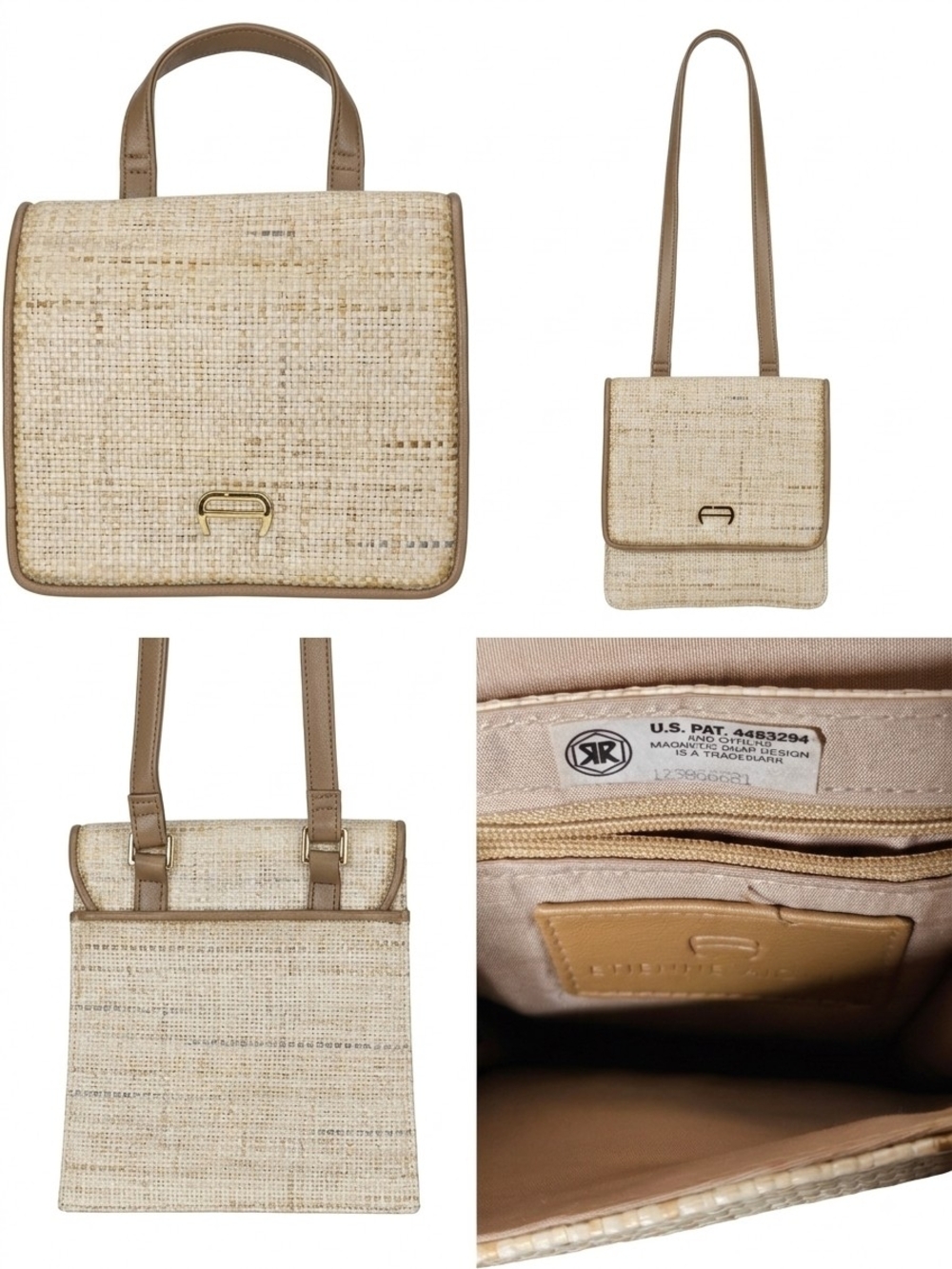 Raffia Square Small Vintage Crossbody Tote in Beige by Etienne Aigner